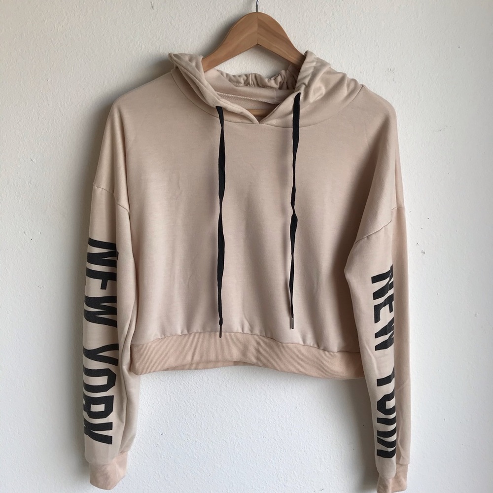 Cream New York Crop Hoodie F1